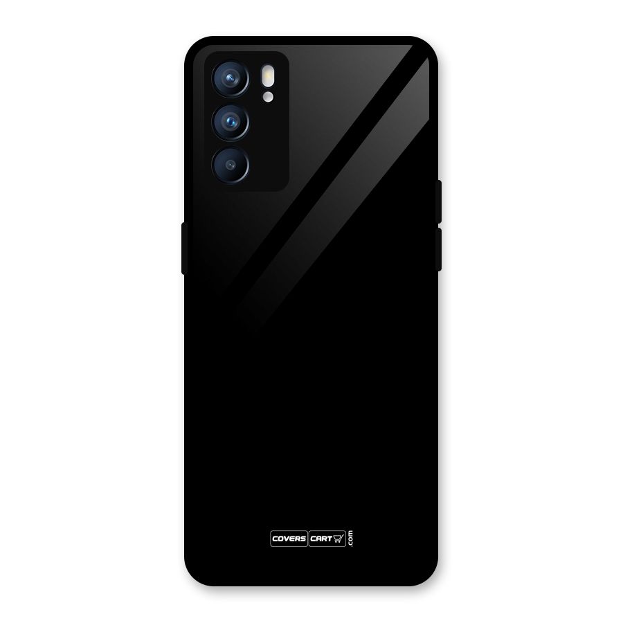 Simple Black Glass Back Case for Oppo Reno6 5G