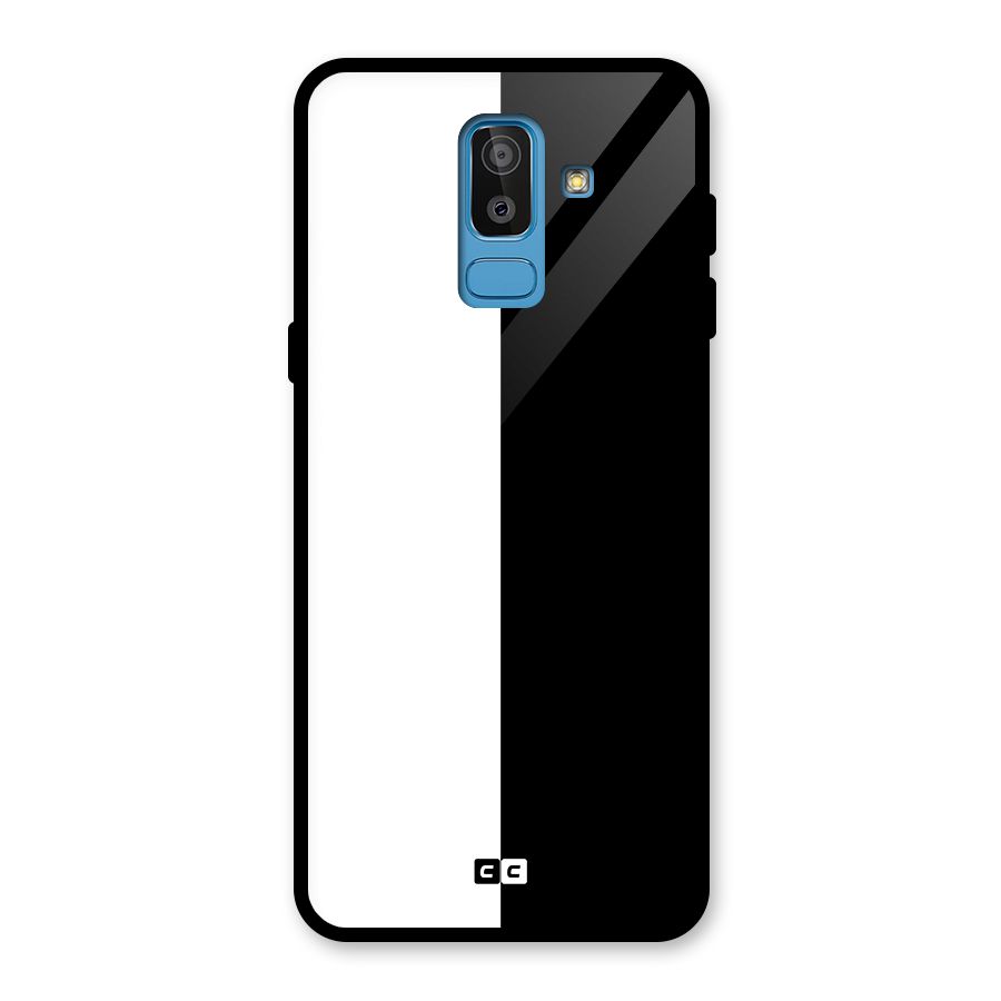 Simple Black White Glass Back Case for Galaxy J8
