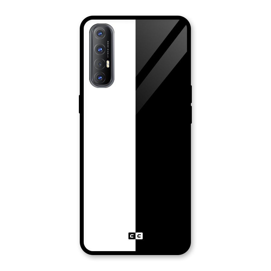Simple Black White Glass Back Case for Oppo Reno3 Pro