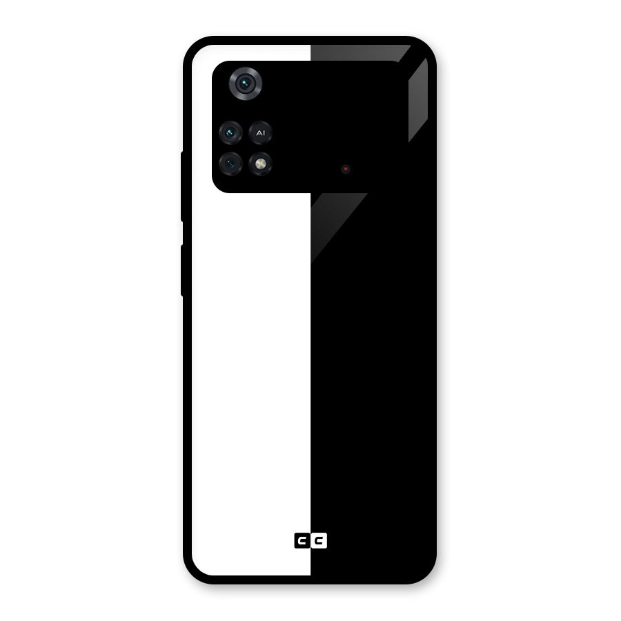 Simple Black White Glass Back Case for Poco M4 Pro 4G