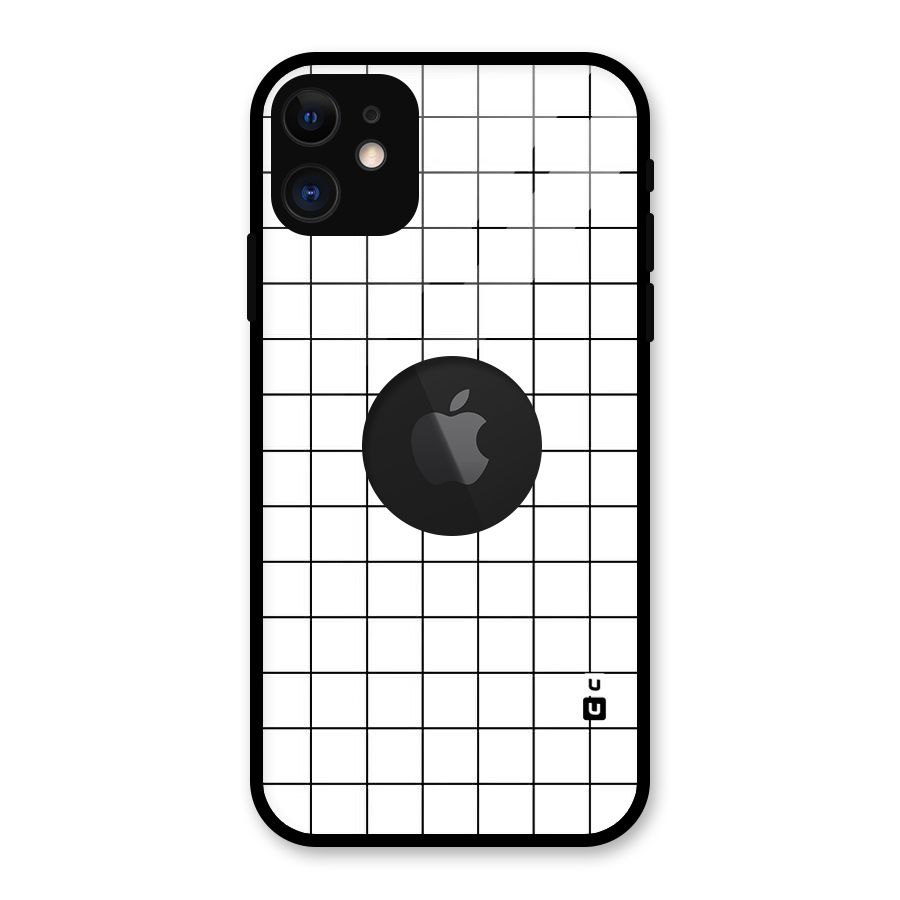 Simple Checks Glass Back Case for iPhone 11 Logo Cut