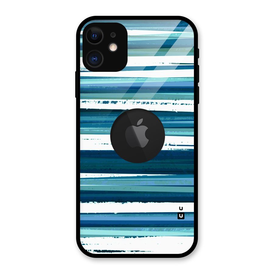 Simple Soothing Lines Glass Back Case for iPhone 11 Logo Cut