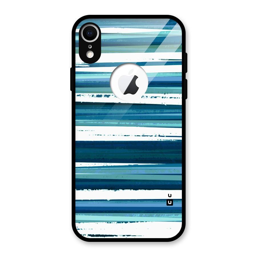 Simple Soothing Lines Glass Back Case for iPhone XR Logo Cut