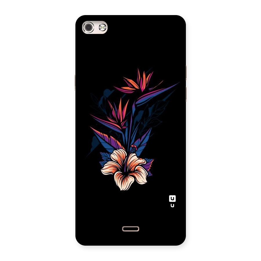Single Painted Flower Back Case for Micromax Canvas Silver 5