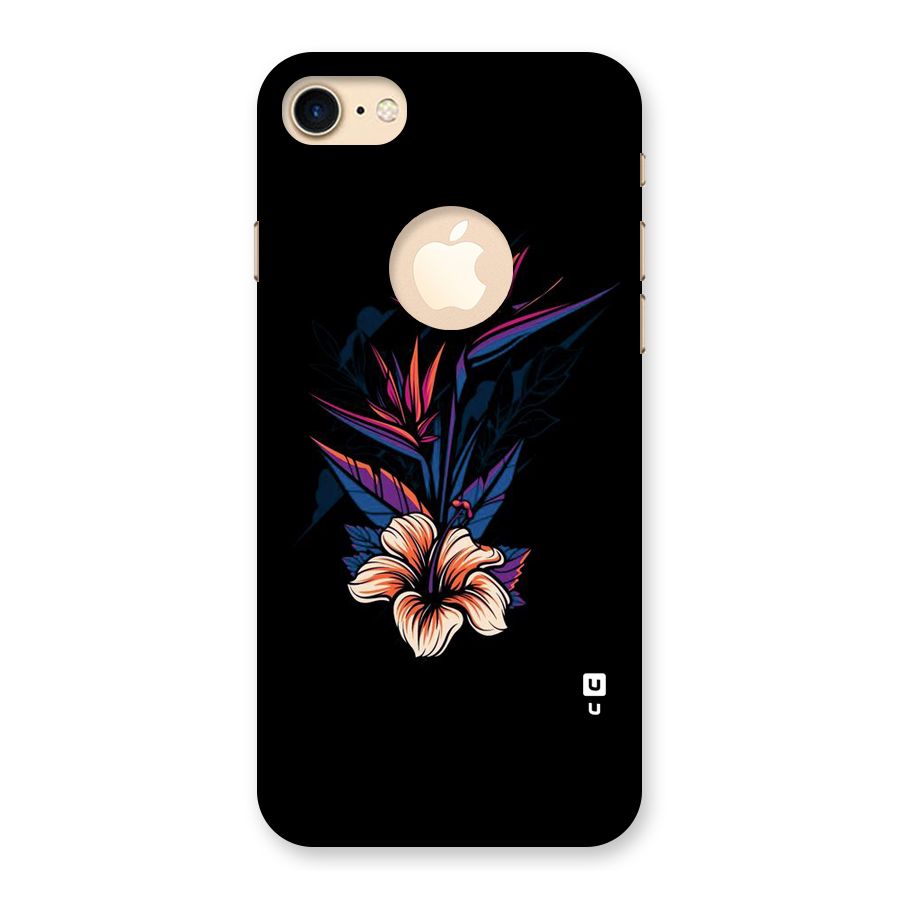 Single Painted Flower Back Case for iPhone 7 Logo Cut