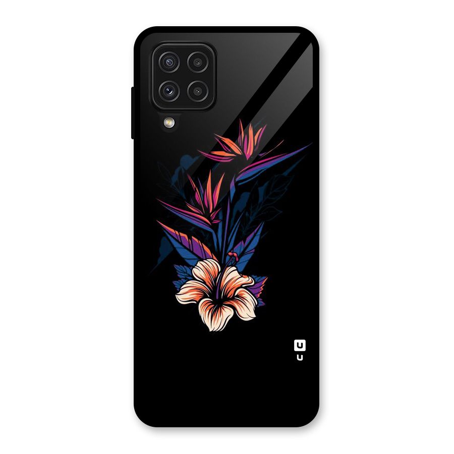 Single Painted Flower Glass Back Case for Galaxy A22 4G