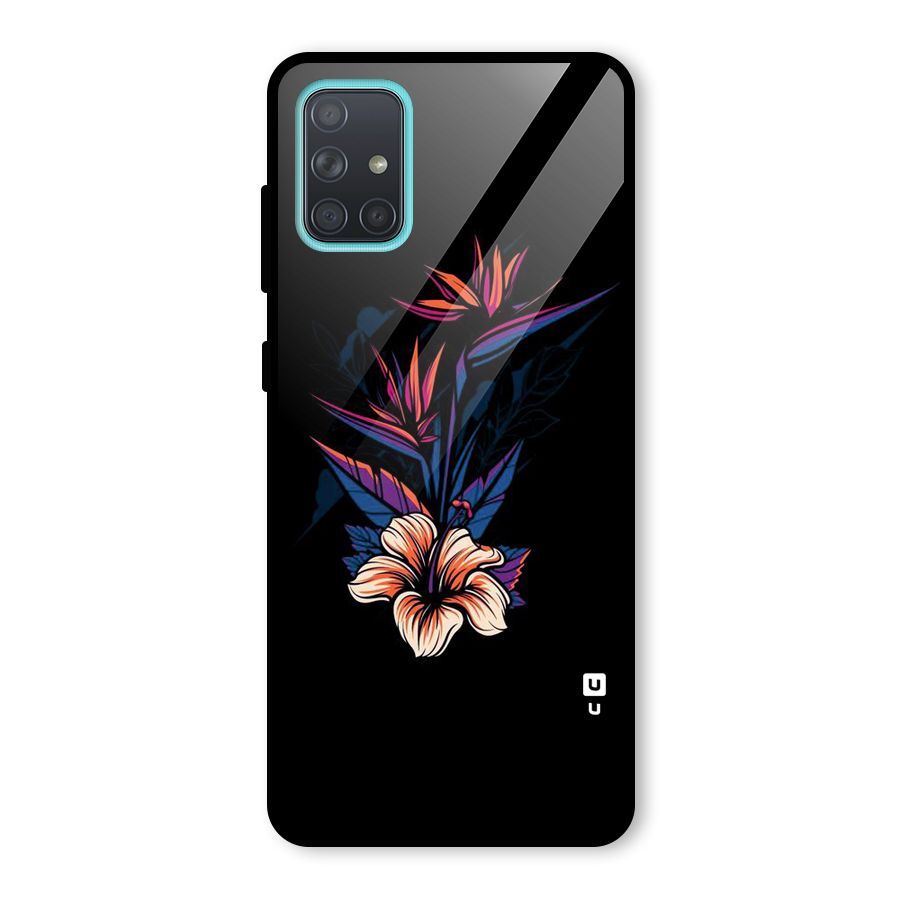 Single Painted Flower Glass Back Case for Galaxy A71