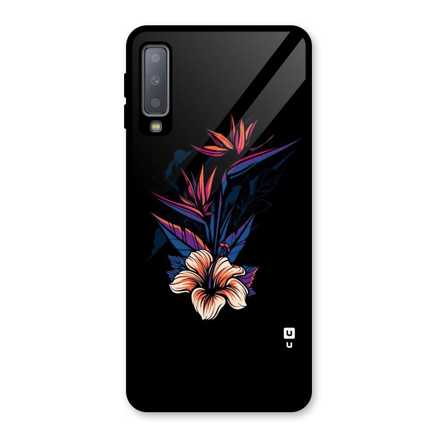 Single Painted Flower Glass Back Case for Galaxy A7 (2018)