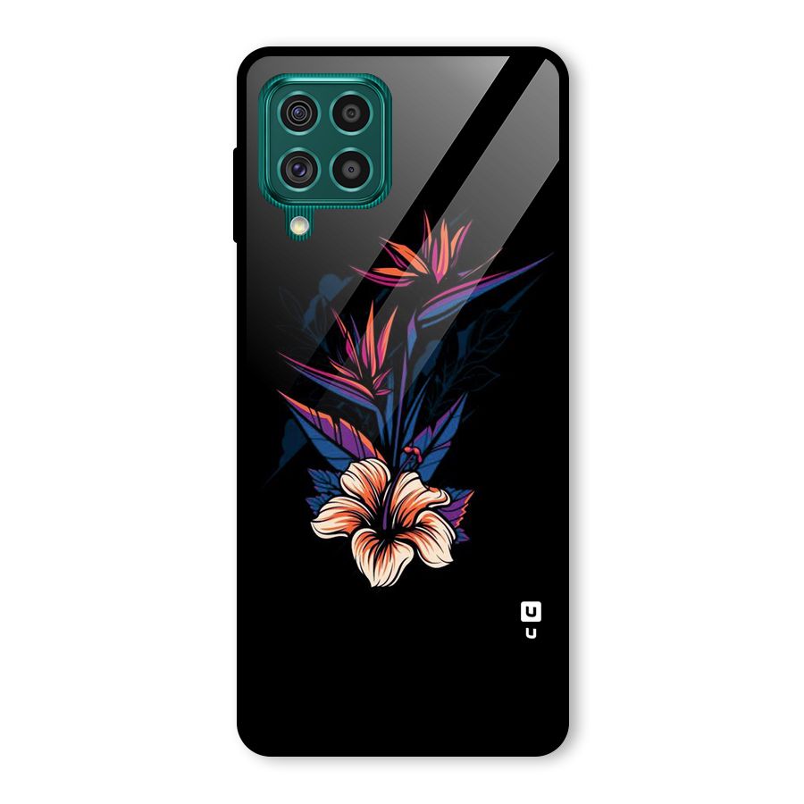 Single Painted Flower Glass Back Case for Galaxy F62