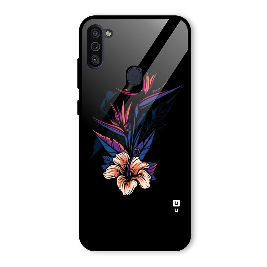 Single Painted Flower Glass Back Case for Galaxy M11