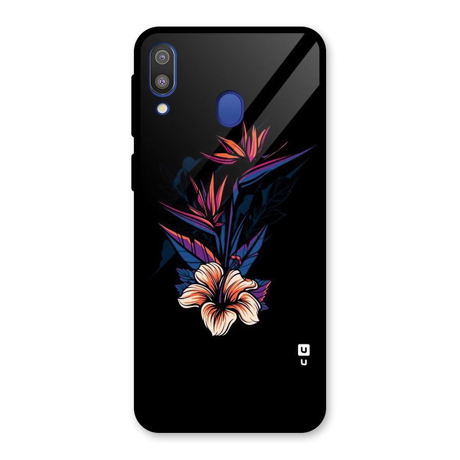 Single Painted Flower Glass Back Case for Galaxy M20