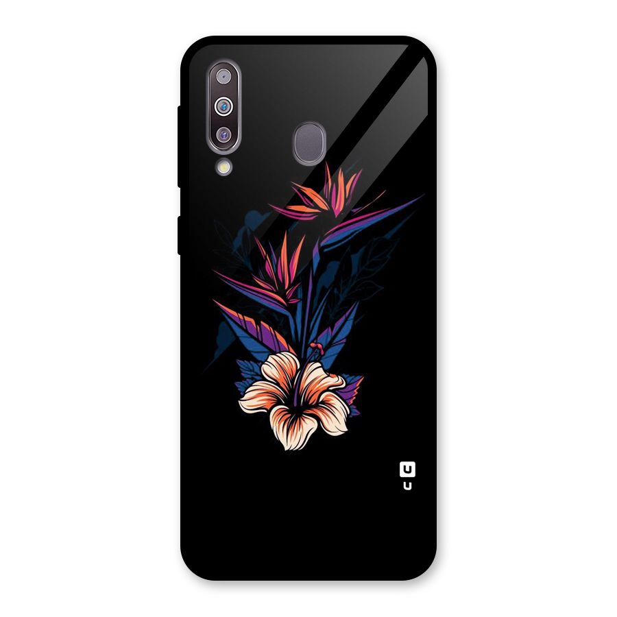 Single Painted Flower Glass Back Case for Galaxy M30