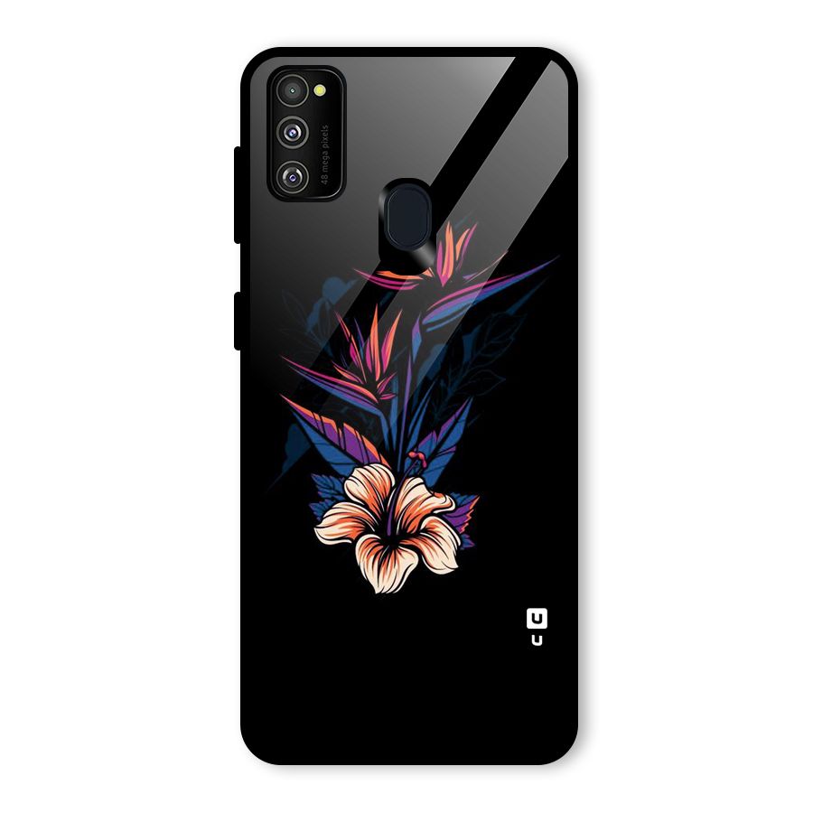 Single Painted Flower Glass Back Case for Galaxy M30s