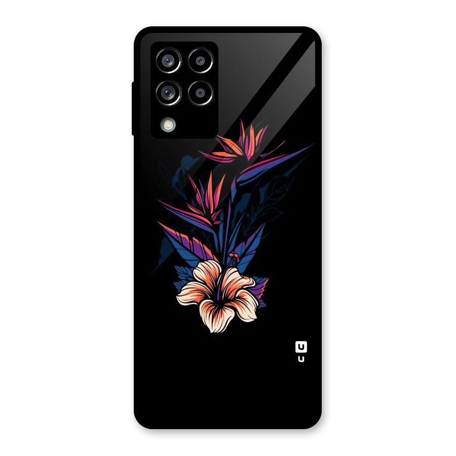 Single Painted Flower Glass Back Case for Galaxy M53 5G