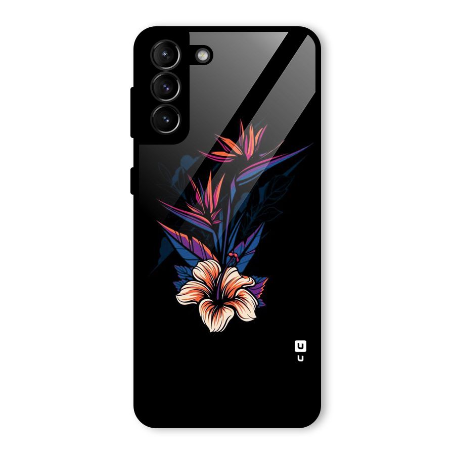 Single Painted Flower Glass Back Case for Galaxy S21 Plus