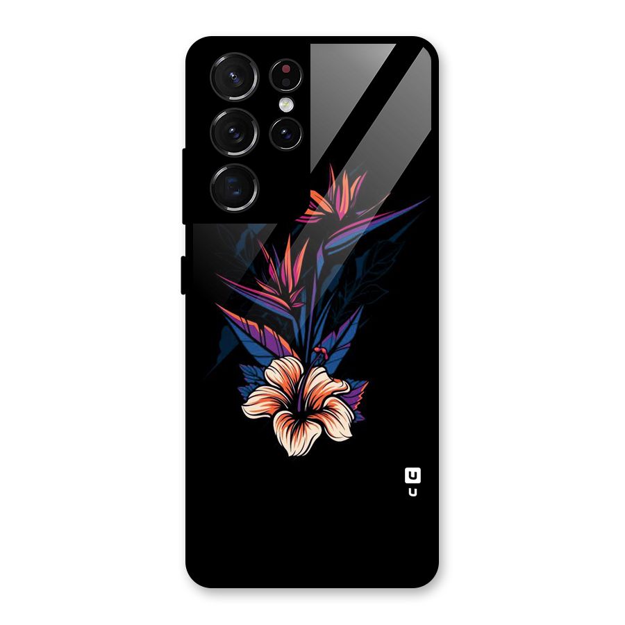 Single Painted Flower Glass Back Case for Galaxy S21 Ultra 5G