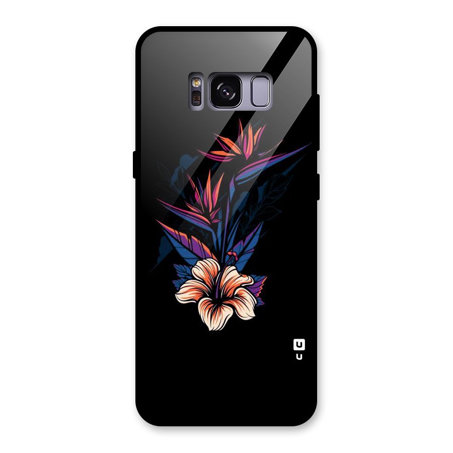 Single Painted Flower Glass Back Case for Galaxy S8