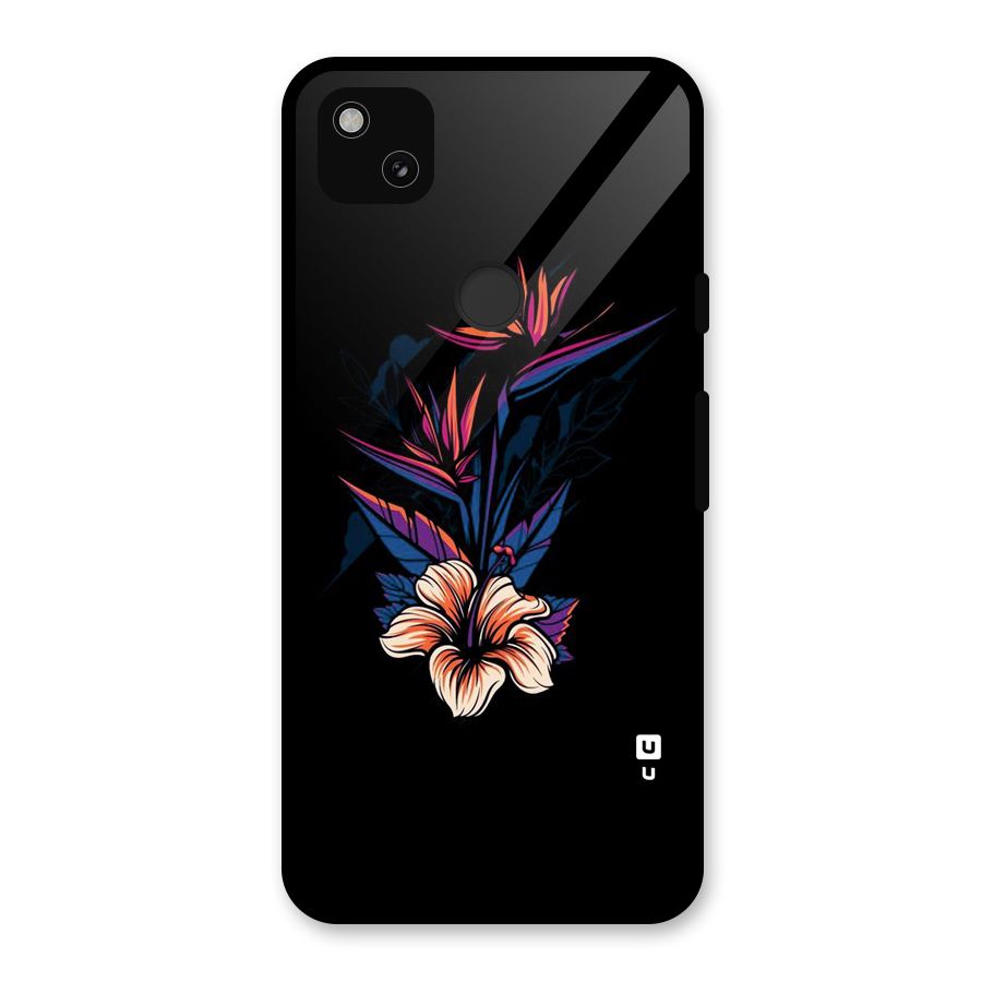 Single Painted Flower Glass Back Case for Google Pixel 4a