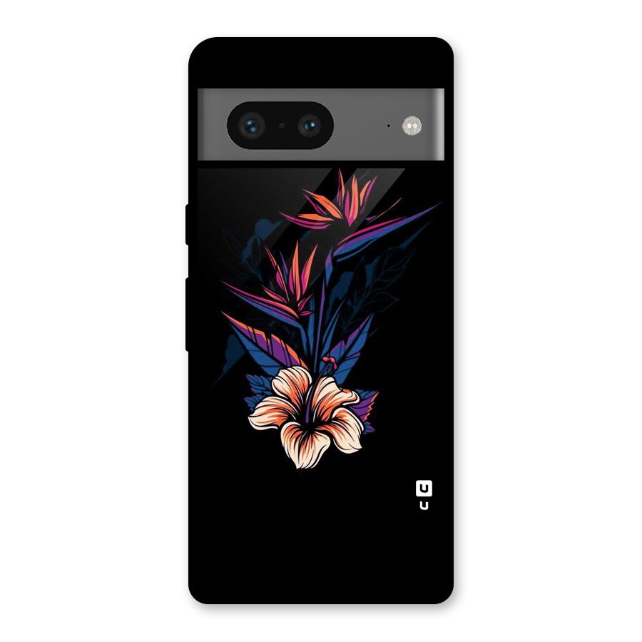 Single Painted Flower Glass Back Case for Google Pixel 7