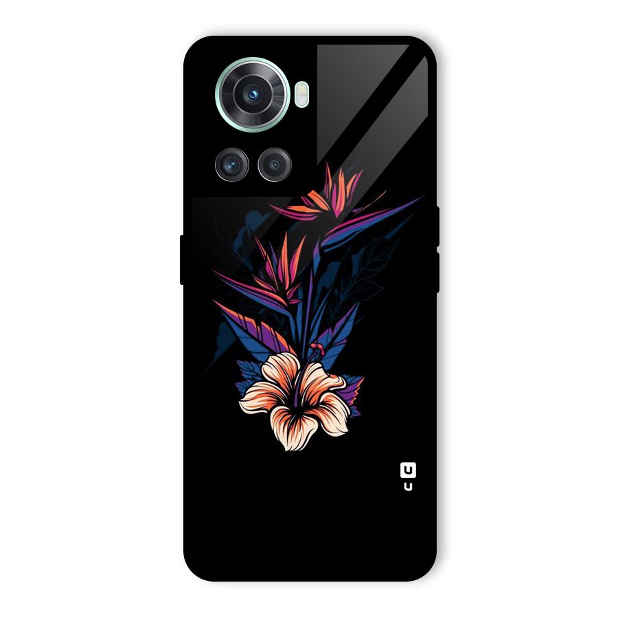 Single Painted Flower Glass Back Case for OnePlus 10R