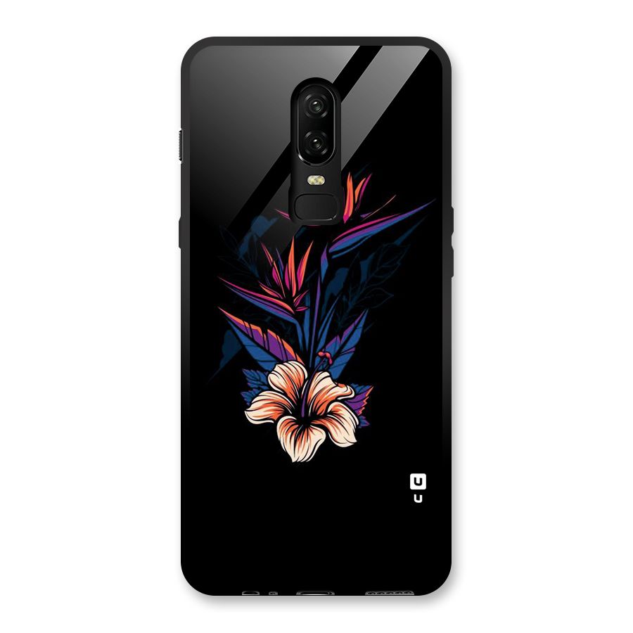 Single Painted Flower Glass Back Case for OnePlus 6