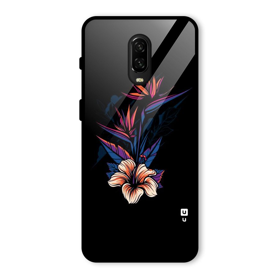 Single Painted Flower Glass Back Case for OnePlus 6T