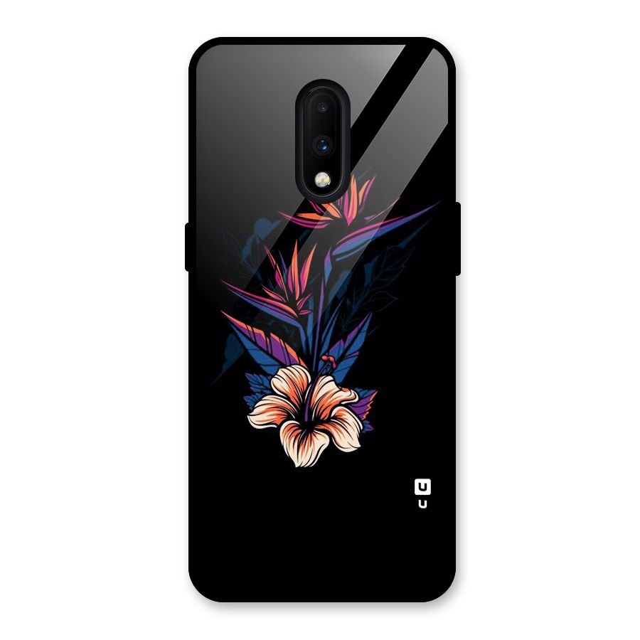 Single Painted Flower Glass Back Case for OnePlus 7