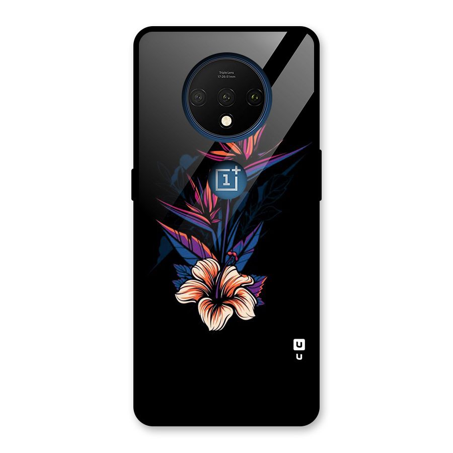 Single Painted Flower Glass Back Case for OnePlus 7T