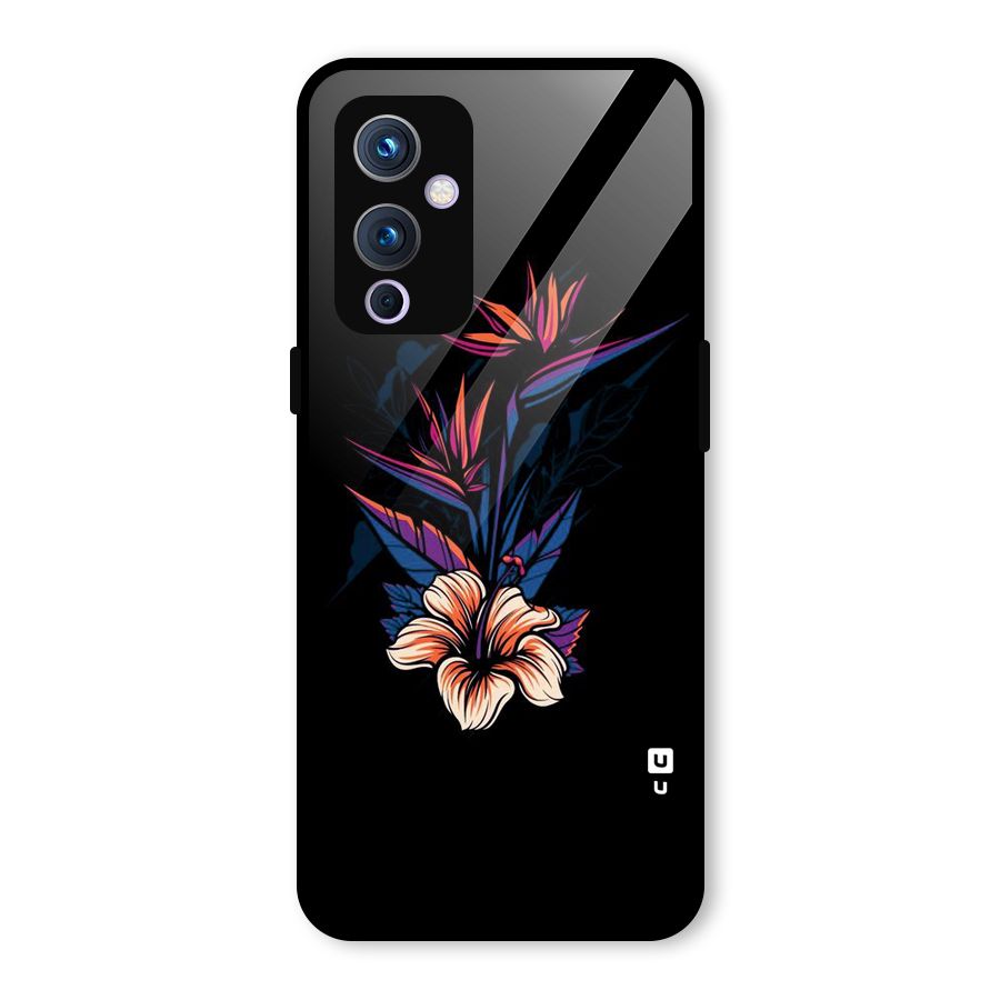 Single Painted Flower Glass Back Case for OnePlus 9