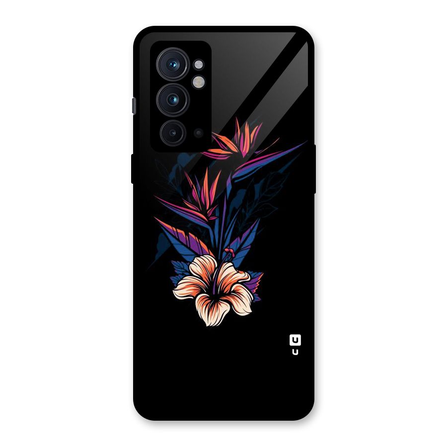 Single Painted Flower Glass Back Case for OnePlus 9RT 5G