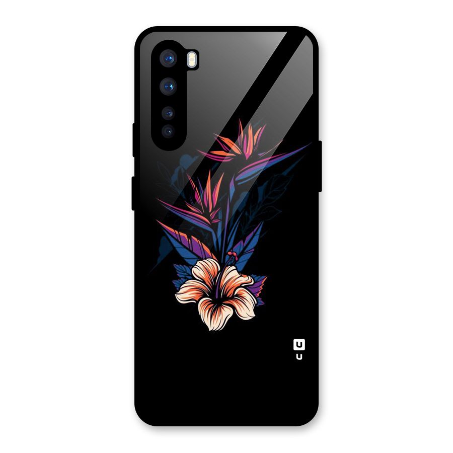 Single Painted Flower Glass Back Case for OnePlus Nord