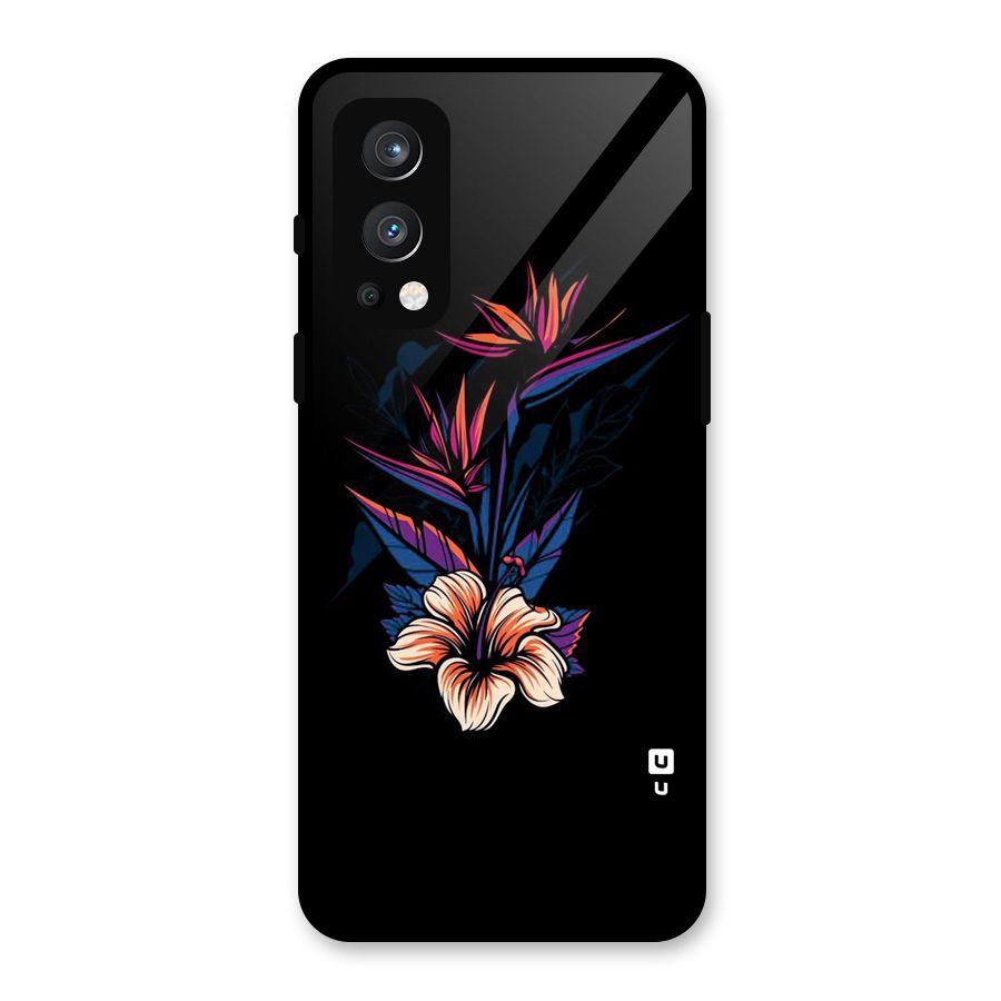 Single Painted Flower Glass Back Case for OnePlus Nord 2 5G