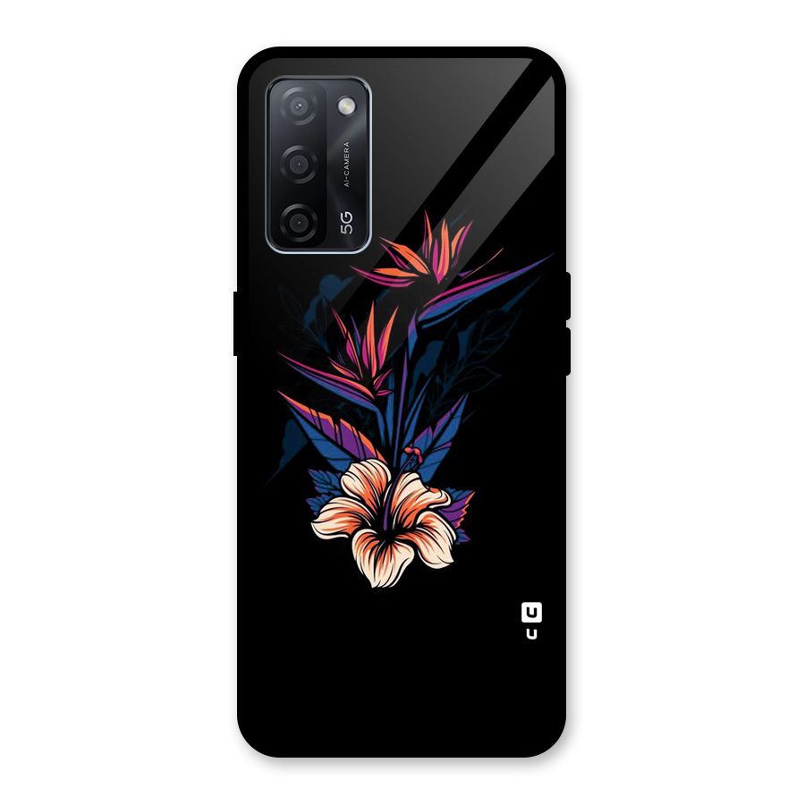 Single Painted Flower Glass Back Case for Oppo A53s 5G