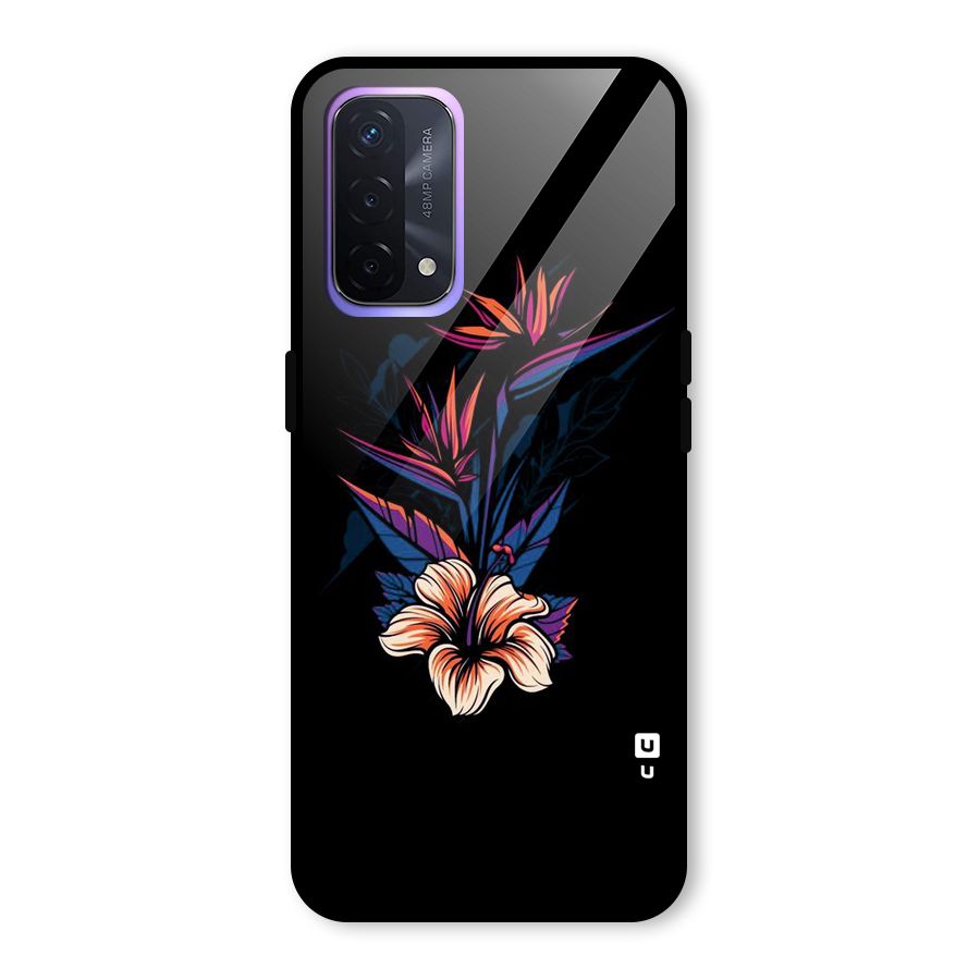 Single Painted Flower Glass Back Case for Oppo A74 5G