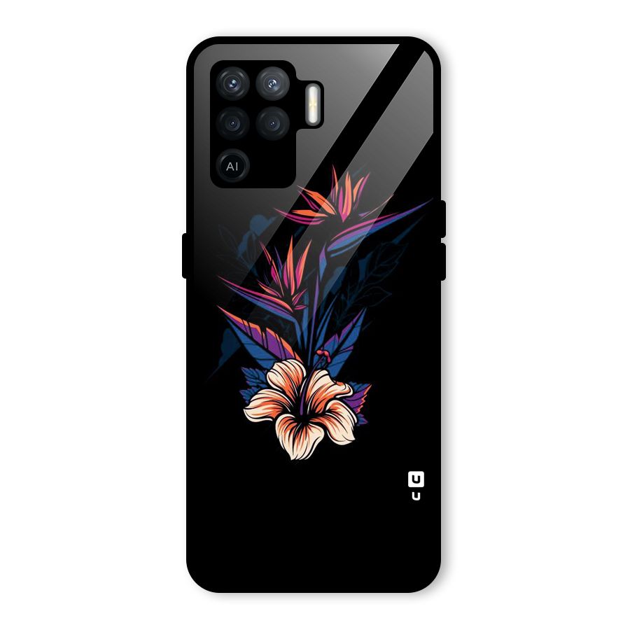 Single Painted Flower Glass Back Case for Oppo F19 Pro