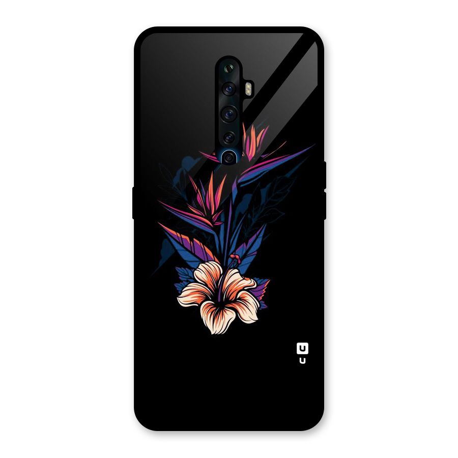 Single Painted Flower Glass Back Case for Oppo Reno2 F