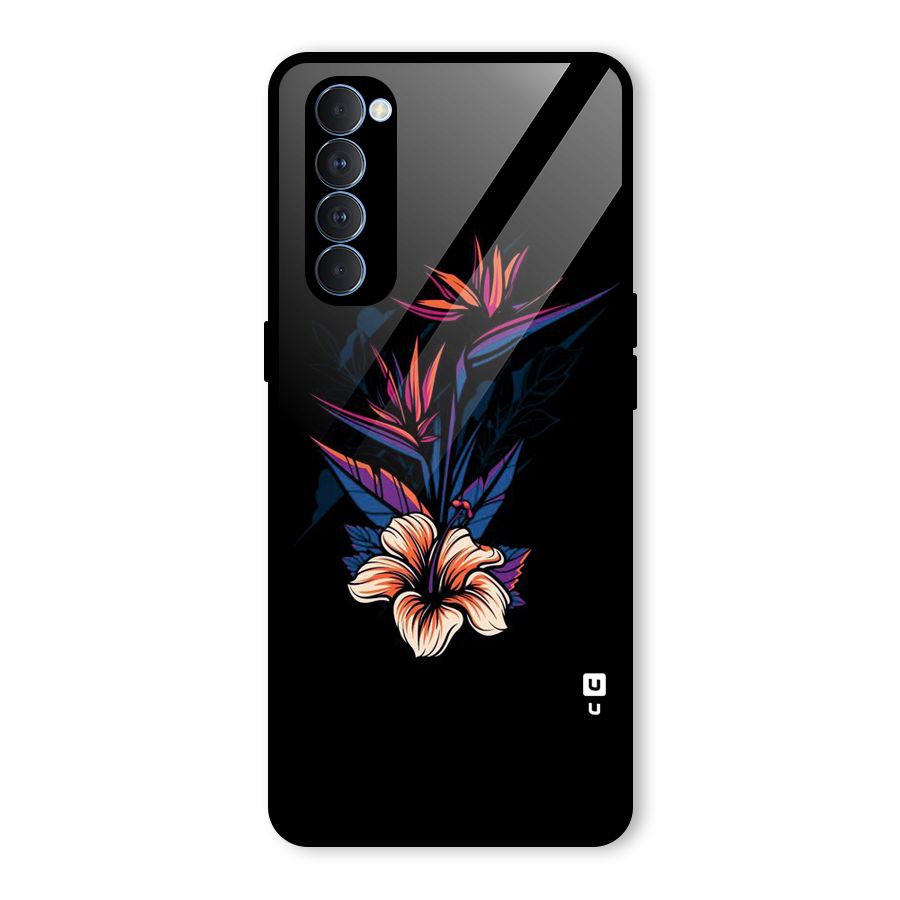 Single Painted Flower Glass Back Case for Oppo Reno4 Pro