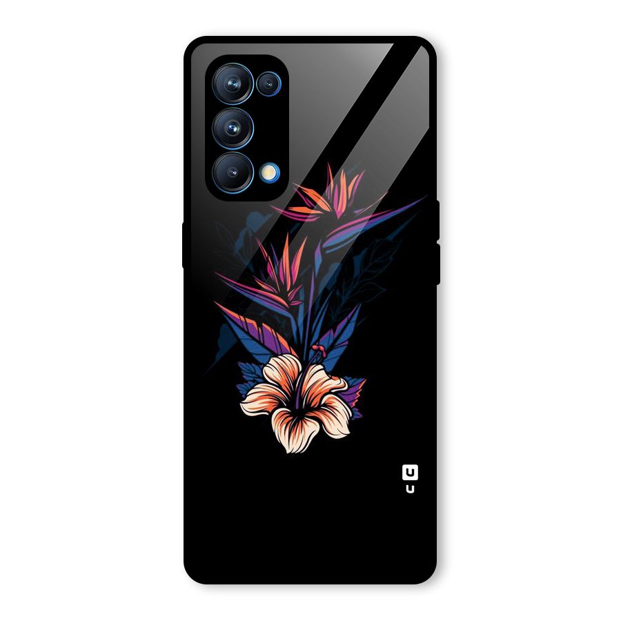 Single Painted Flower Glass Back Case for Oppo Reno5 Pro 5G