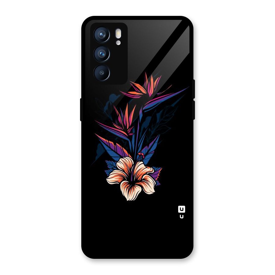 Single Painted Flower Glass Back Case for Oppo Reno6 5G