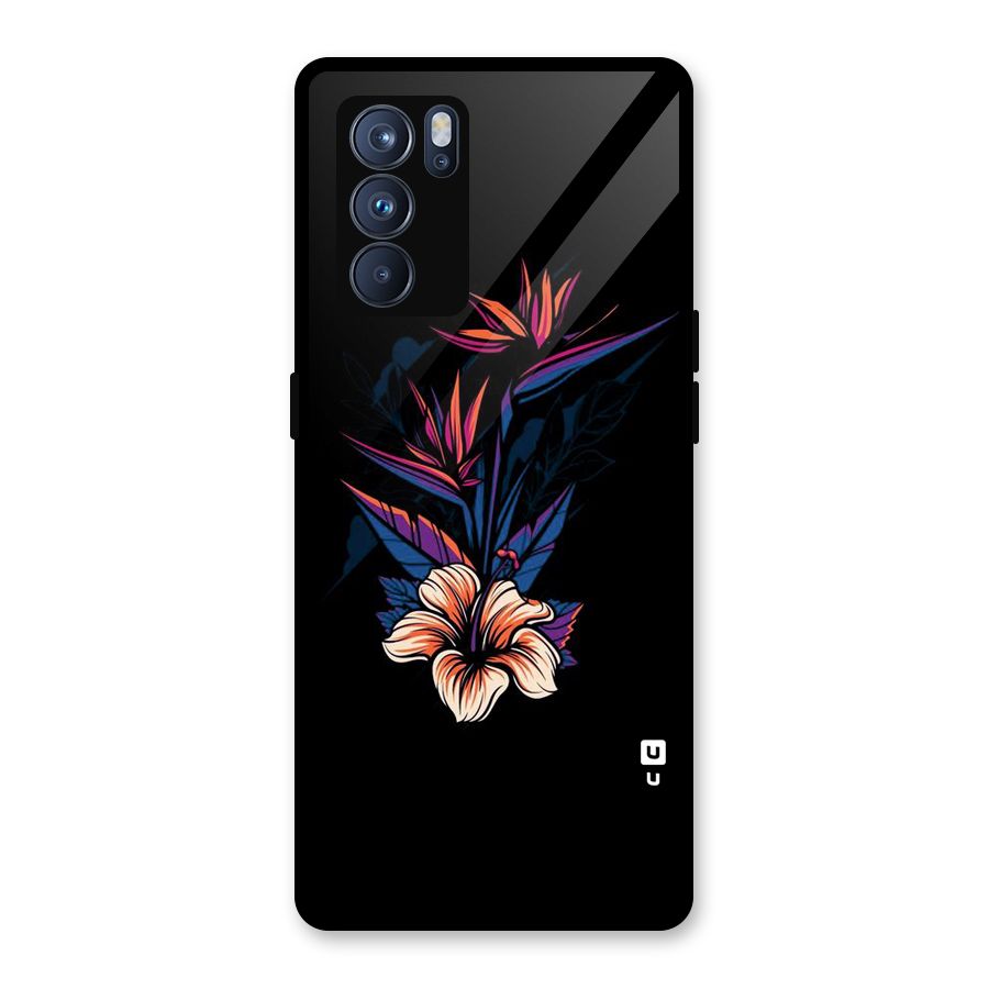 Single Painted Flower Glass Back Case for Oppo Reno6 Pro 5G