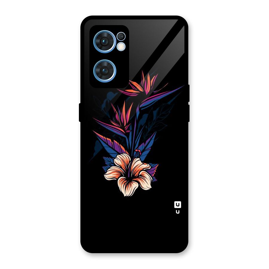 Single Painted Flower Glass Back Case for Oppo Reno7 5G