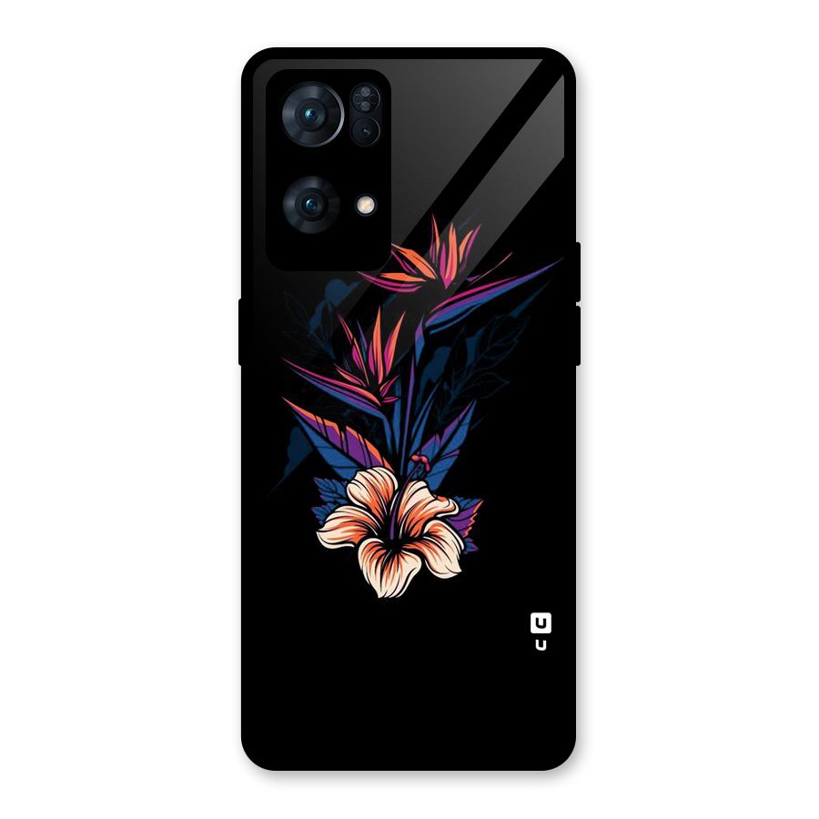 Single Painted Flower Glass Back Case for Oppo Reno7 Pro 5G