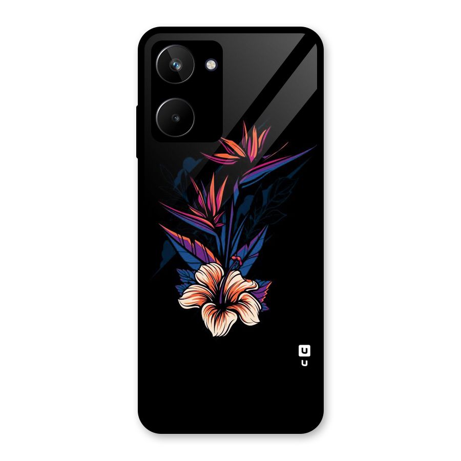 Single Painted Flower Glass Back Case for Realme 10