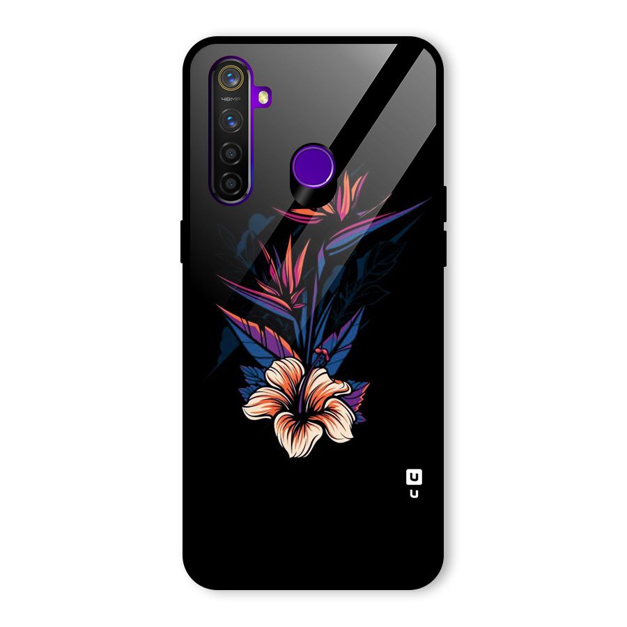 Single Painted Flower Glass Back Case for Realme 5 Pro