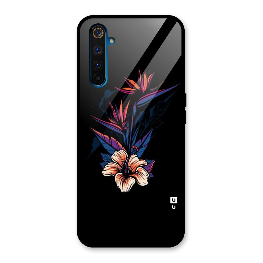 Single Painted Flower Glass Back Case for Realme 6 Pro