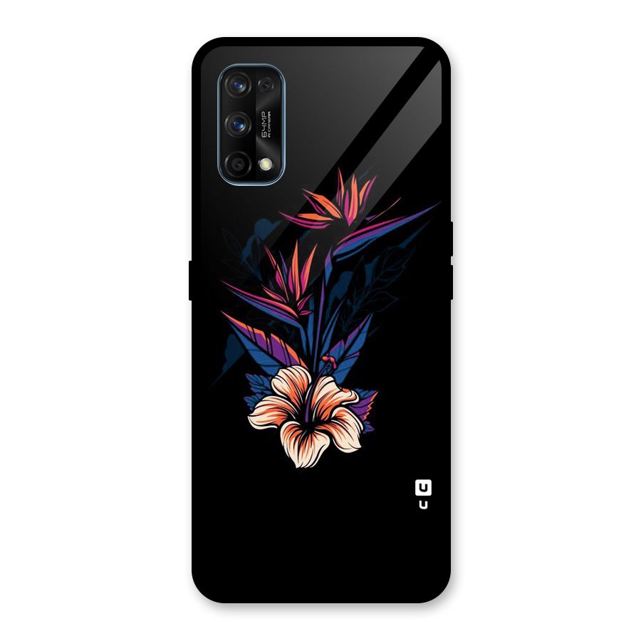 Single Painted Flower Glass Back Case for Realme 7 Pro
