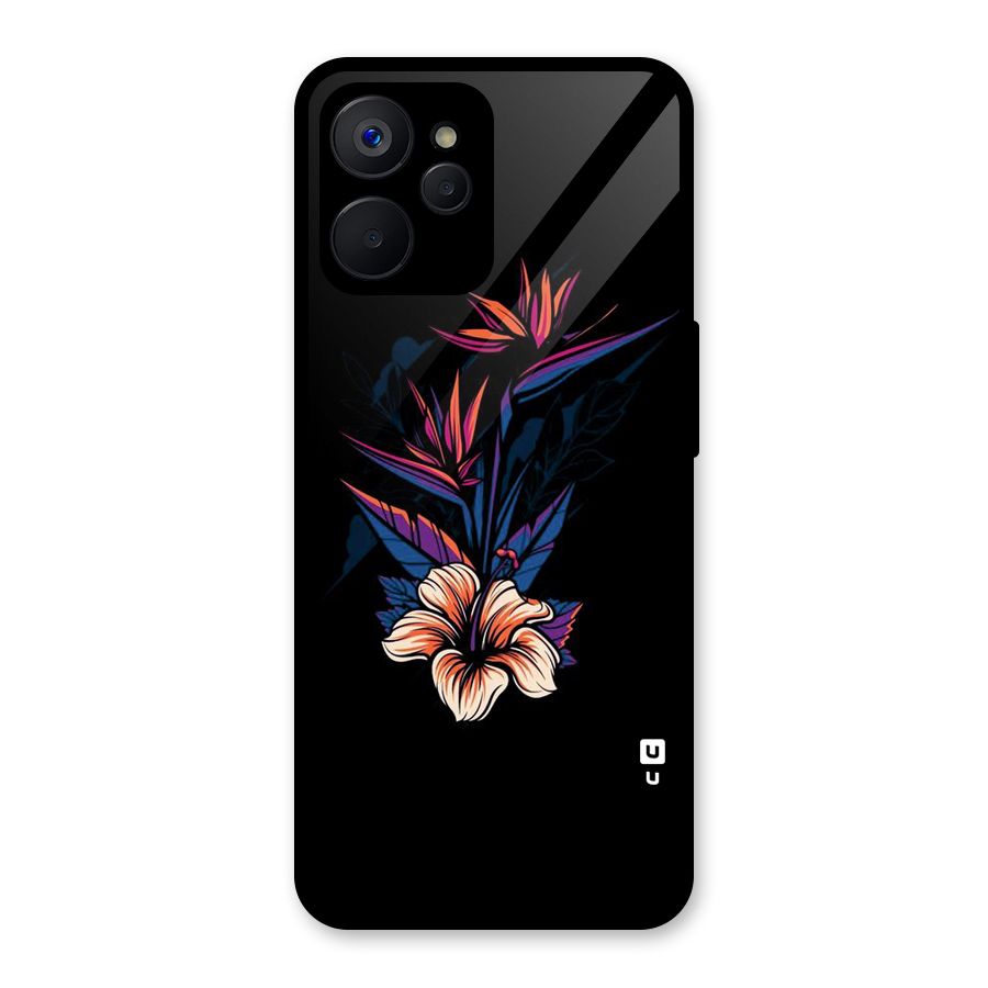 Single Painted Flower Glass Back Case for Realme 9i 5G
