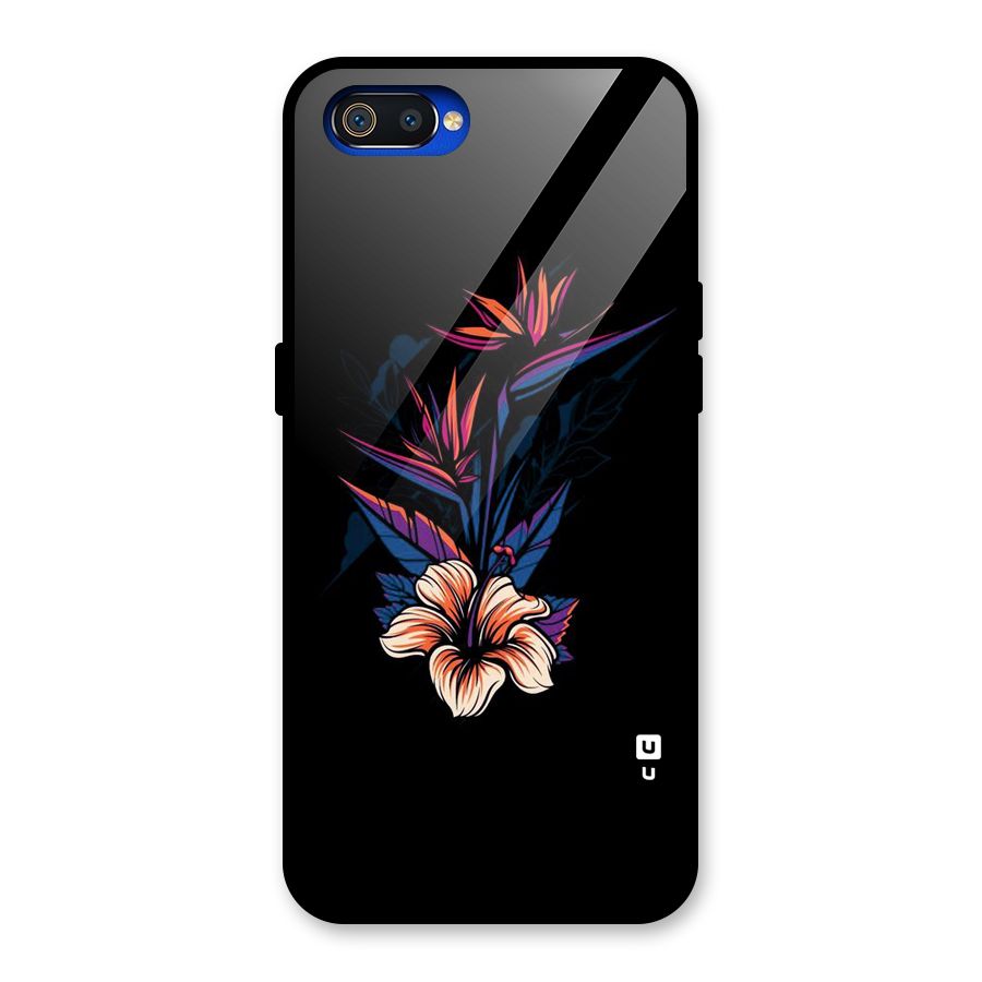 Single Painted Flower Glass Back Case for Realme C2