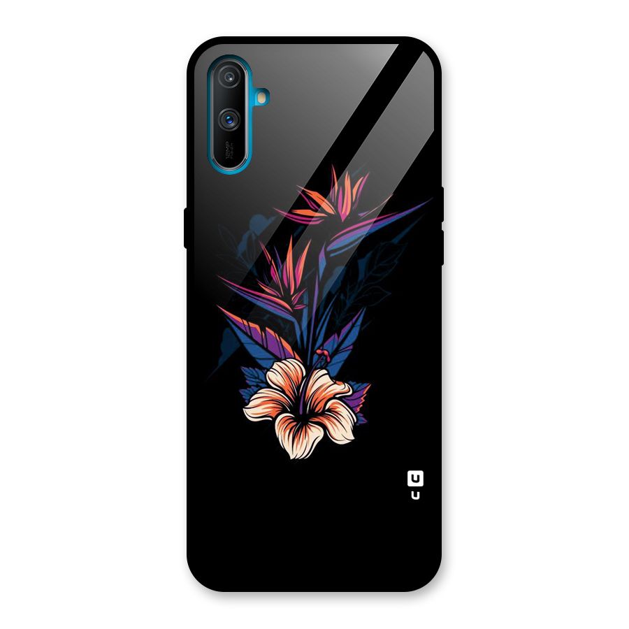 Single Painted Flower Glass Back Case for Realme C3