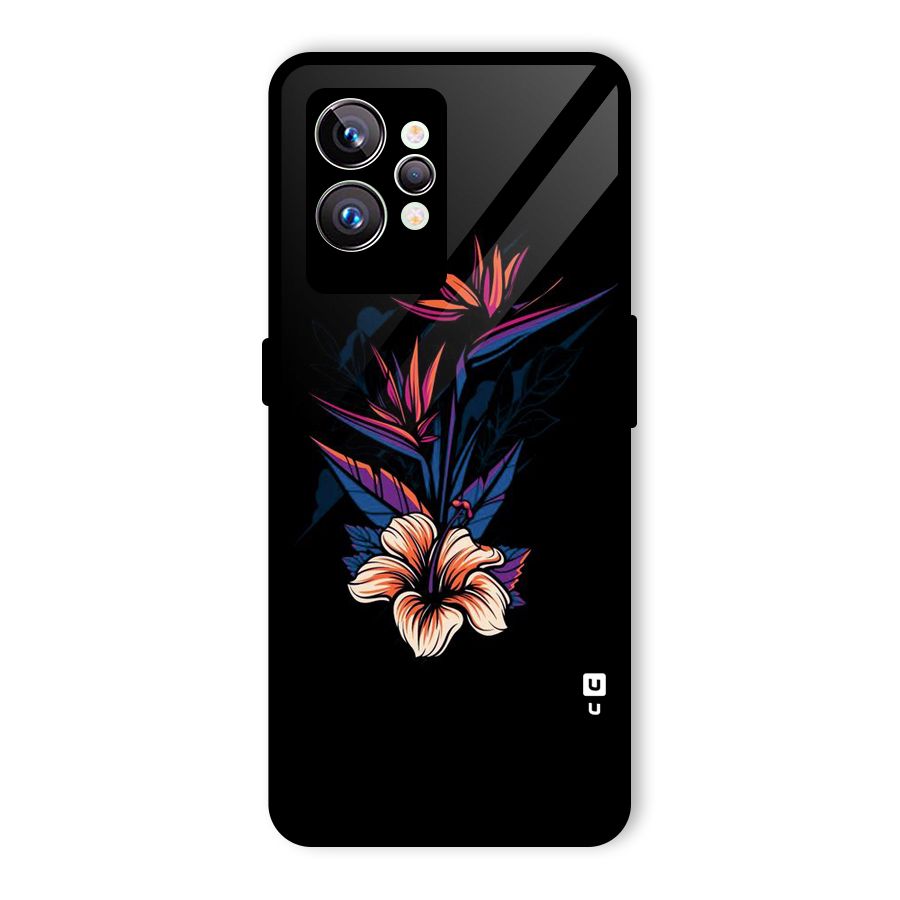 Single Painted Flower Glass Back Case for Realme GT2 Pro